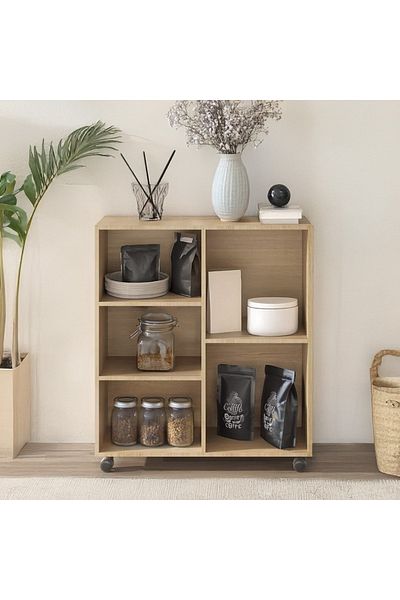 AGD Multi-purpose open design mobile coffee corner cabinet for home, office, living room, and kitchen, brown