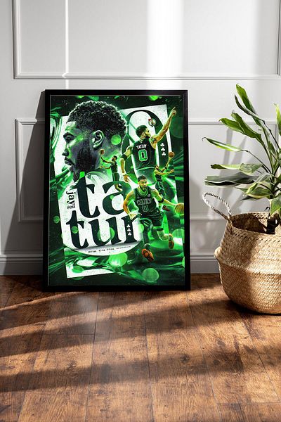 Saturn Jayson Tatum Framed Painting - Basketball Nba Poster Painting