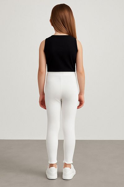 Kyex Pure Dots Girl's Summer White Leggings