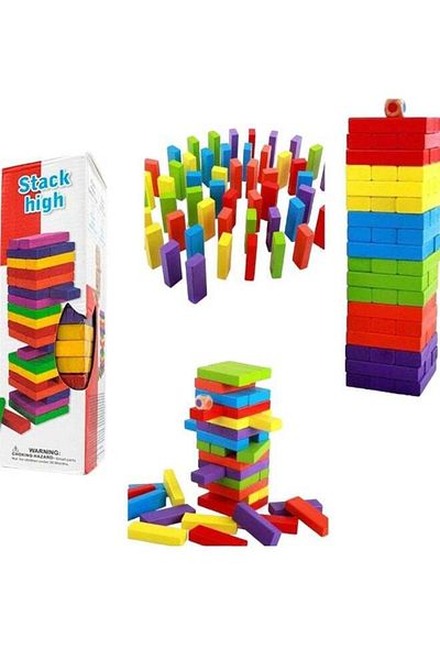 Toybox Colorful Wooden Blocks Game Wooden Tower Balancing Game