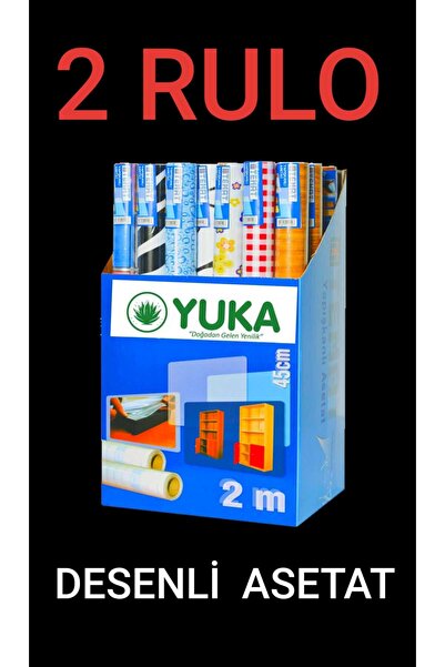 Yuka Desenli Folyo 2 ADET Yapışkanlı Kaplama Folyosu ASETAT YAPIŞKANLI 45 CM 2M