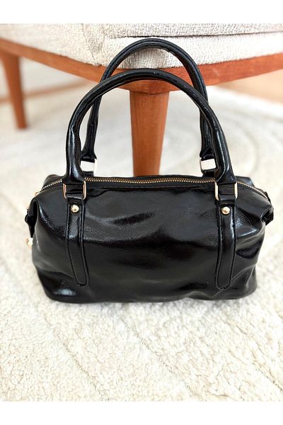 Z&M COLLECTION BAG SHOPPİNG Geantă de damă din piele lacuită lucioasă, potrivită pentru umăr și purtare încrucișată, cu închidere cu fermoar și curea reglabilă