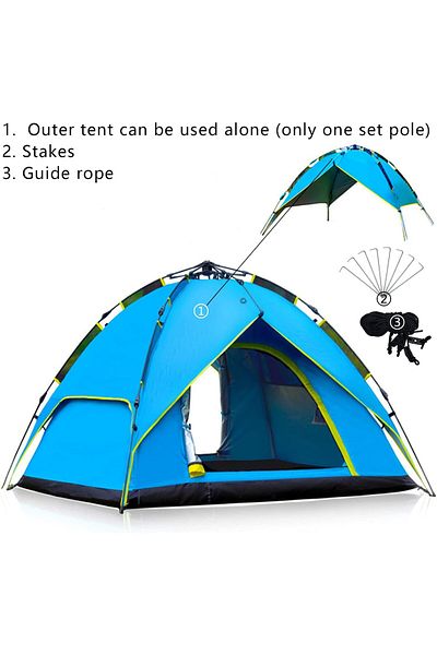 COOYA Outdoor Camping Tent 200x135x200cm, Waterproof Windproof, 3-4 Person Capacity, Easy Setup