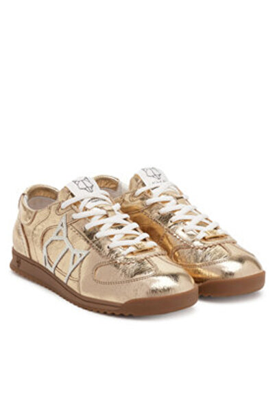 NAKED WOLFE Teniși aurii pentru femei NAKED WOLFE-EXPOSUREE CRINKLE LEATHER GOLD