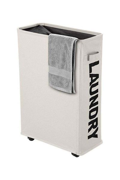 COOYA Waterproof Laundry Basket on Wheels, Collapsible Slim Laundry Hamper Flexible Handle Laundry Box