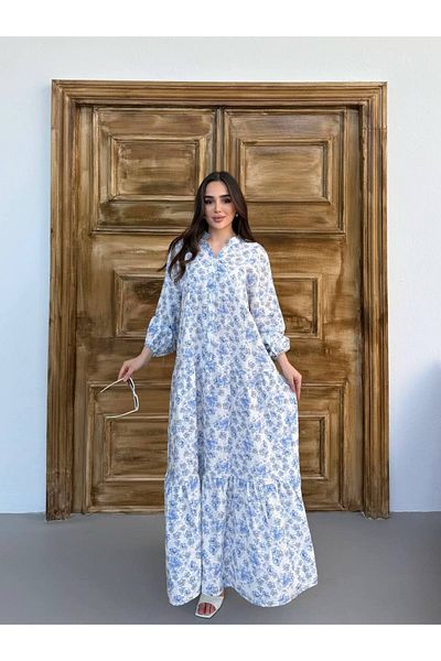 JESSE STORY Women's Hijab Dress Modal Fabric Floral Pattern Dress