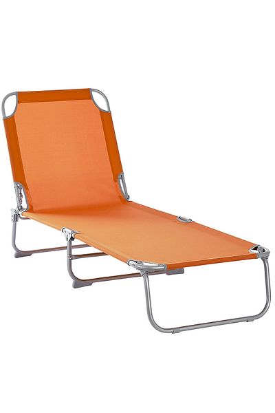 SERSIMO Sersimo folding sun lounger, 186 x 56 cm, for beach or garden, orange, capacity 110kg