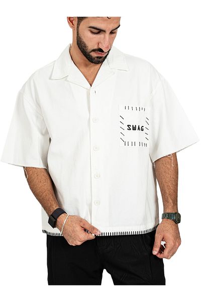 SWAG SA Square-neck shirt with embroidered pocket and Swag logo