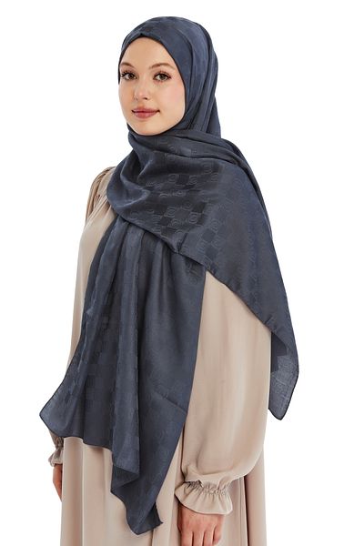 Altobeh Monogram Checkerboard Pattern Shawl - Anthracite