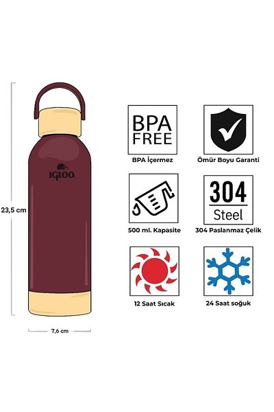 IGLOO Hydrate Pro Botte 500ml Thermos Flask Red