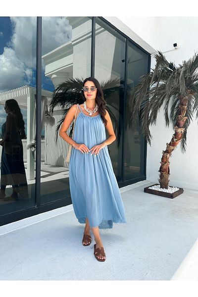 My Blog Rochie cu croiala casual cu bretele Indigo - 3173