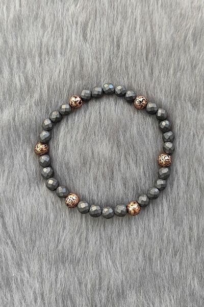 Chavin Elastic Natural Hematite Stone Men's Bracelet Ey31