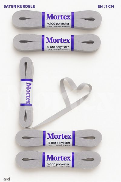 Mortex Gray Satin Ribbon 1cm 10Mt - Ribbon for Bundle, Wedding, Engagement, Dowry, Gift, Decoration