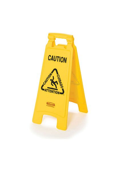 RUBBERMAID 2-Sided Multilingual Caution Wet Floor Sign