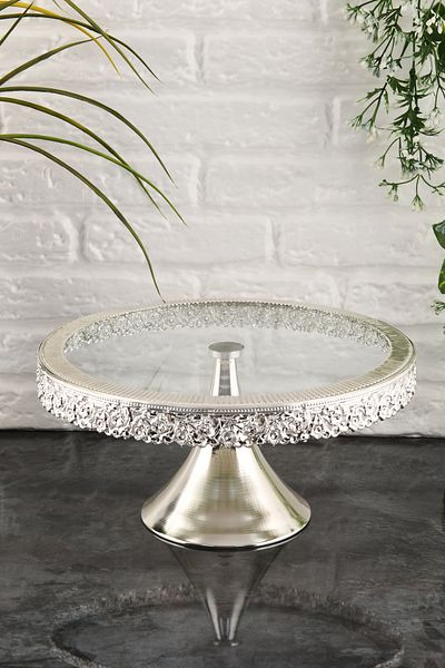 HELVACIOĞLU AKSESUAR Standing Glass Cake Stand - Cake Stand & Cake, Cookie Stand Dowry Holder 30 cm