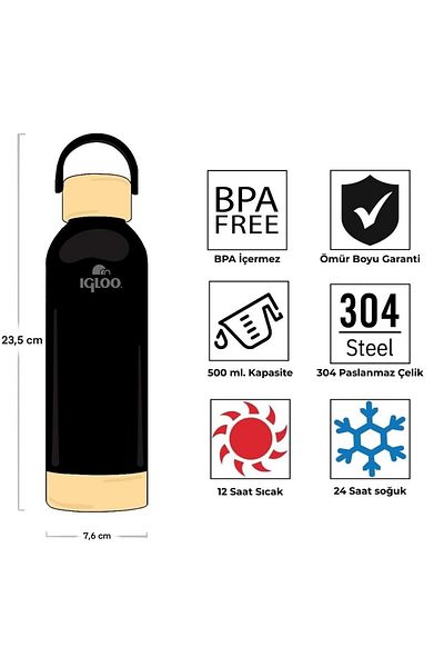IGLOO Hydrate Pro Botte 500ml Thermos Flask Black