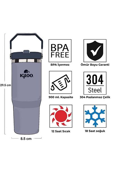 IGLOO Powder Thermos 900ml Flask Navy Blue