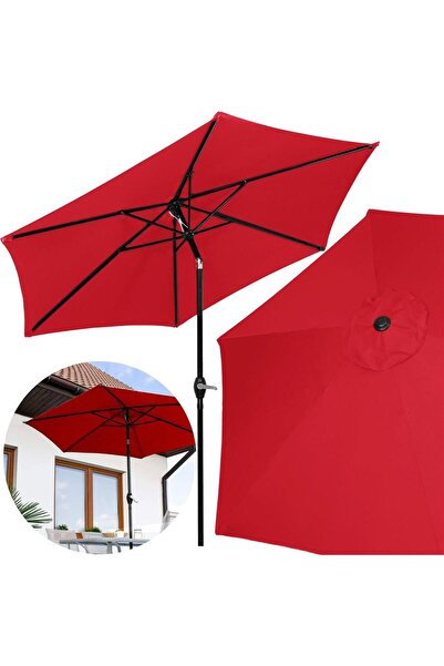 SERSIMO Garden terrace umbrella, with crank and tilt, diameter 250cm, Red