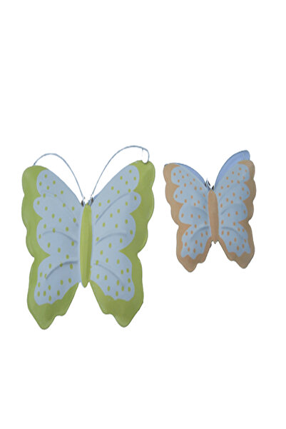 Dekor Set of 2 metal butterfly pendants Dekor, 16.5 x 12.5 x 1.5 cm and 11.5 x 9 x 1.5 cm