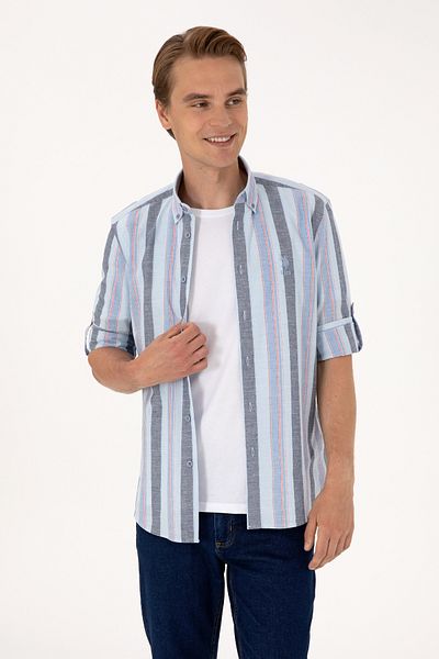 U.S. Polo Assn. Men's Light Blue Long Sleeve Shirt 50299589-Vr003
