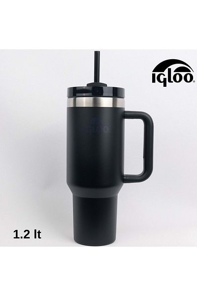 IGLOO Stadler Thermo Mug 1.2 Liter Flask with Straw Black