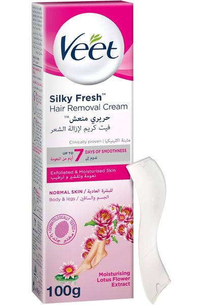 Veet Silky Fresh Hair Removal Cream, Soothing Aloe Vera & Violet Blossom Scent, 100g