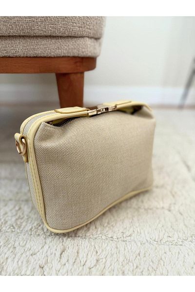Z&M COLLECTION BAG SHOPPİNG Women's Baguette Bag with Lock Detail and Zipper Closure, Suitable for Hand and Shoulder Use