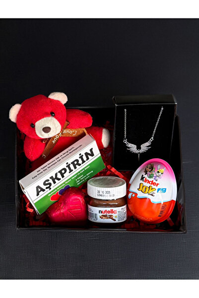 lenostra Sevgiliye Romantik Hediye Kırmızı Mini Ayıcık Melek kolye AşkPirin Mini Nutella Kinder Joy