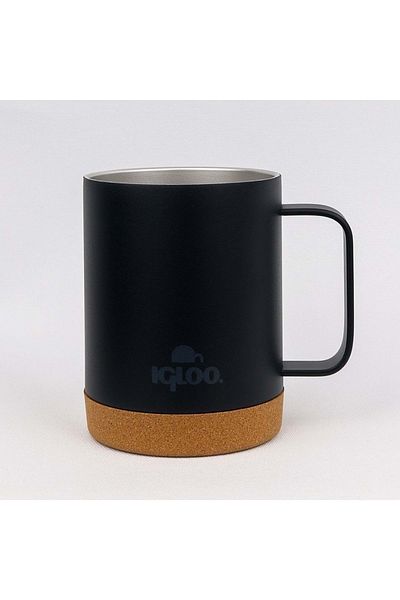 IGLOO Cork Mug 350ml Thermos Mug Cup Flask Black