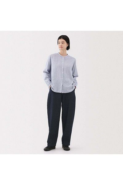 Muji Kapok Blend Denim Wide Tapered Pants