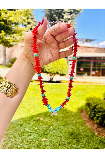 Markiz Takı Fish Detail Coral Necklace