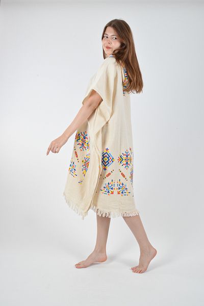 REİNA TEKS Poncho Muslin Cotton Rug Pattern Beach Clothing Wrinkle Water Absorbent High Unisex