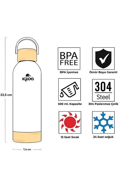 IGLOO Hydrate Pro Botte 500ml Thermos Flask White
