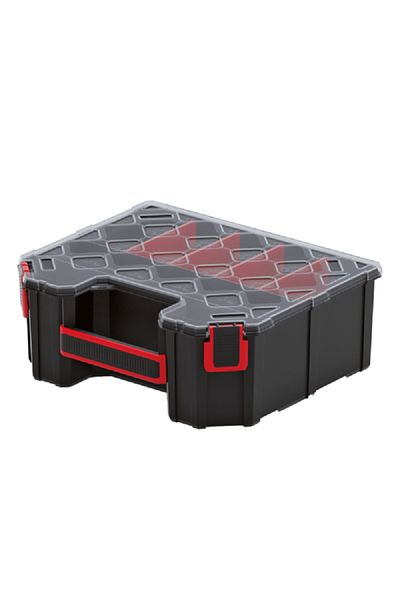 kistenberg 30 High Durable Tool Organiser with Removable Separators Black and Clear