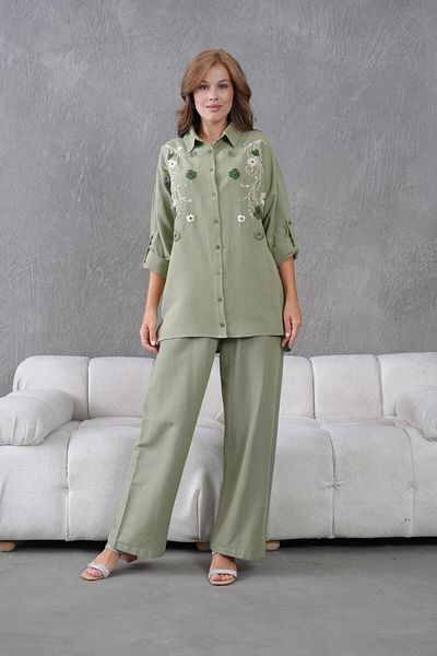 BURRASCA Embroidered Stone Linen Suit