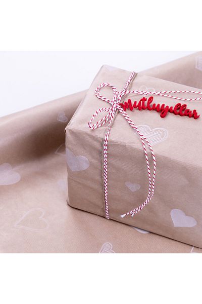 Bimotif Package Paper, Heart Pattern, Kraft-White, 50X70 cm 15 Pcs