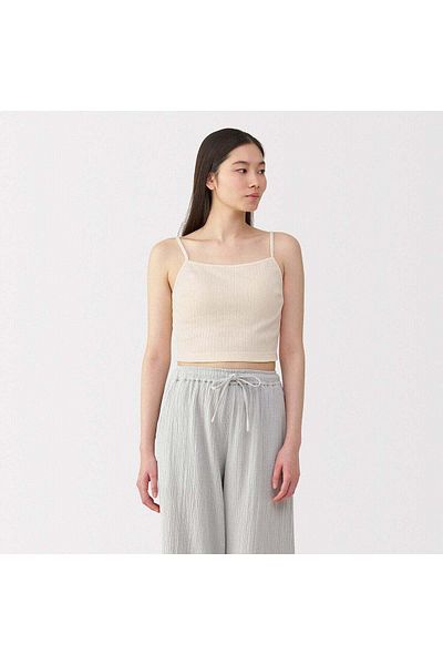 Muji Cotton Stretch Ribbed Cropped Bra Camisole
