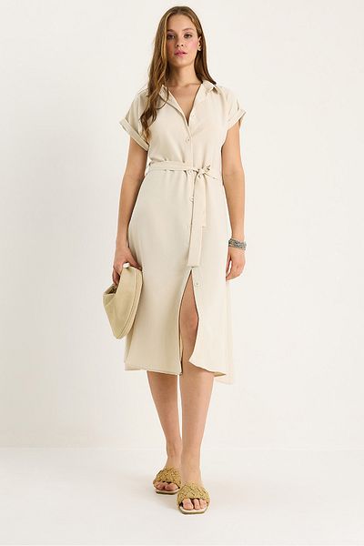 Bianco Lucci Γυναικείο φόρεμα Linda Shirt με λεπτομέρεια Cummerbund 5248 60281080
