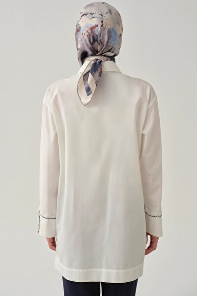 Tuğba Brit Düğmeli Gömlek - Ekru