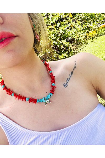 Markiz Takı Fish Detail Coral Necklace