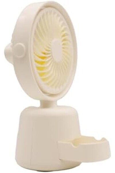 Yuwell YU WELL Portable Rechargeable Desk Fan, Folding Fan Adjustable Speeds, 2 Level of Brightness LED Lig