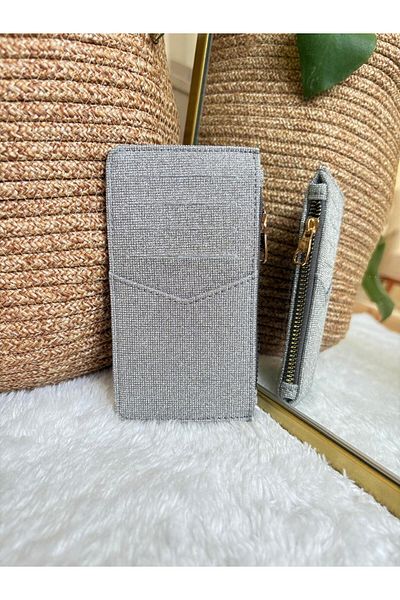 Z&M COLLECTION BAG SHOPPİNG V Detailed Glitter Card Holder Accessory