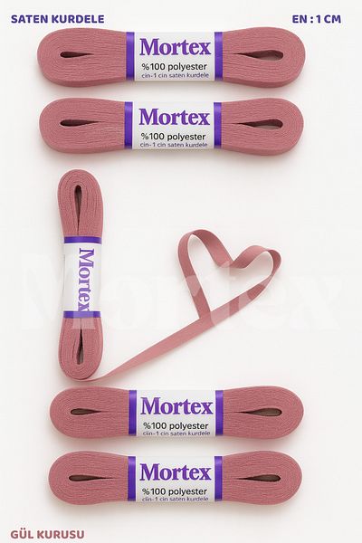Mortex Dusty Rose Satin Ribbon 1cm 10Mt - Ribbon for Bundle, Wedding, Engagement, Dowry, Gift, Decoration