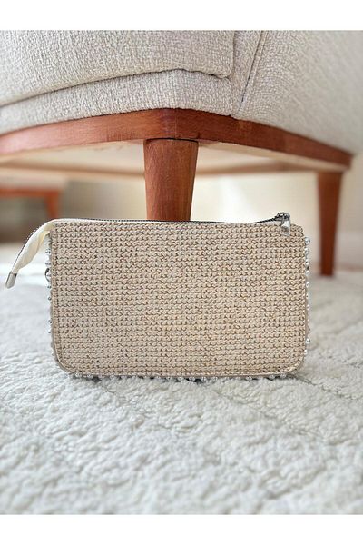 Z&M COLLECTION BAG SHOPPİNG Geantă portofel pentru femei cu curele încrucișate cu margele argintii