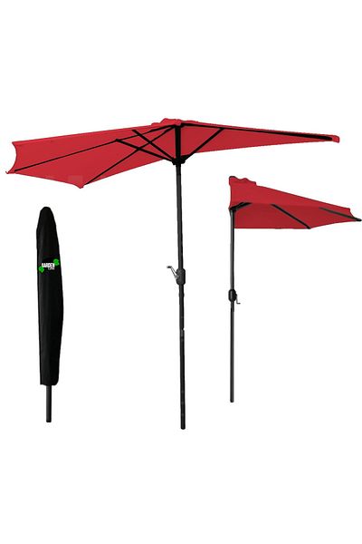 SERSIMO Balcony umbrella 270x250 cm, wall mounted, with crank and waterproof cover, red
