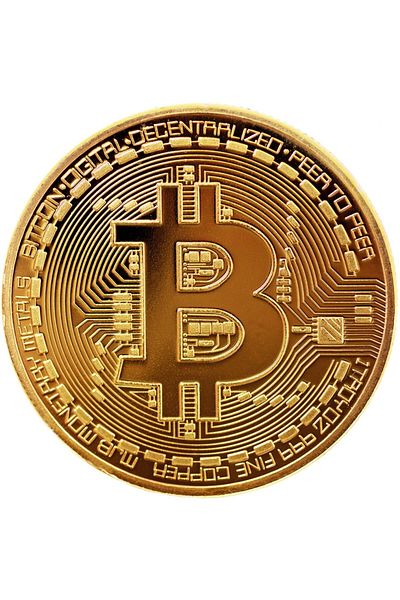OEM Collectible coin, decorative, plus protective case, Bitcoin cryptocurrency, diameter 40 mm, Gold