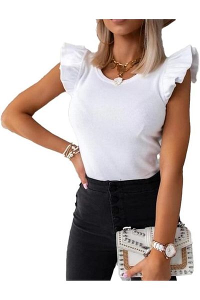 Generic Frill Sleeve White Blouse