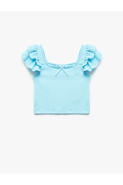 Koton Bluză crop cu decolteu cu volane