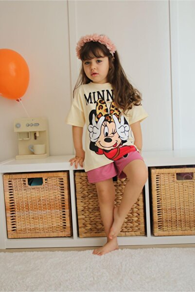 Morbellabutikaksesuar Girl's Minnie Mouse Printed 2-Piece Summer Set – Yellow...