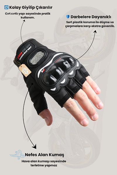 SINGLE SWORD Short Finger Professional Protect Palm Anti-Slip Black Cycling/Motorcycle Gloves